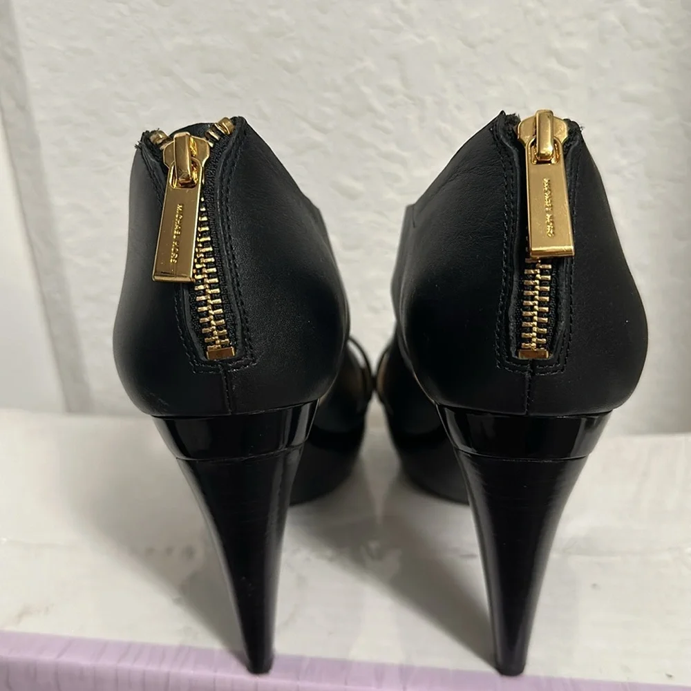 Michael Kors Black Leather Crisscross Platform Heels